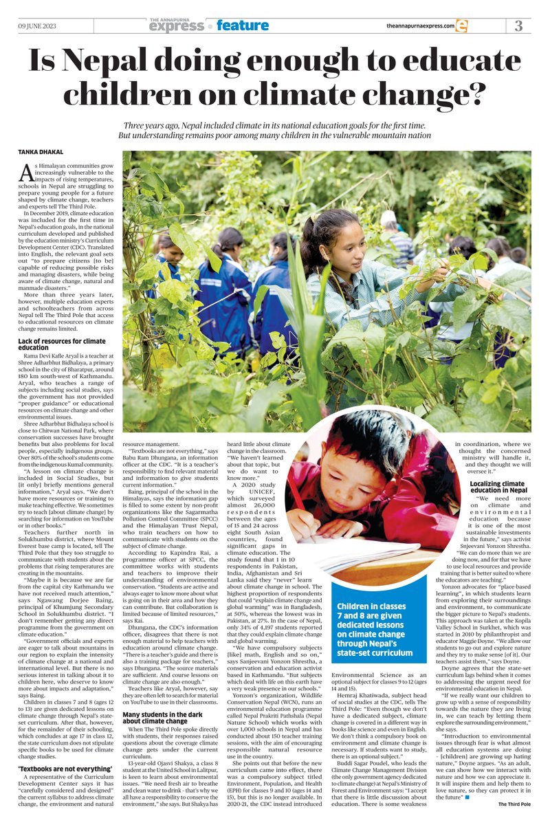 Is Nepal doing enough to educate children on climate change?
<a href="/TheAnnaExpress/">The Annapurna Express</a> republished this story, <a href="/third_pole/">The Third Pole</a>