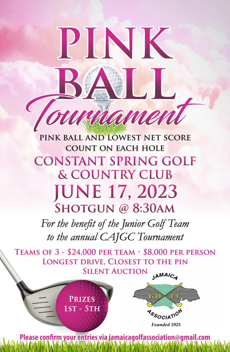Support our National Golf Teams. Enter at jamaicagolfassociation@gmail.com