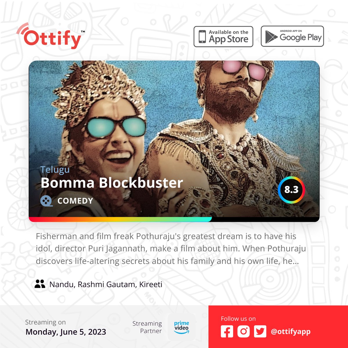 ottifyapp's tweet photo. This week 😃

Do you love movies? Download Ottify app now 😎
#samantha #alluarjun #vijaydeverakonda #telugu #telugumovies #maheshbabu #ramcharan #tamannah #anushkashetty #prabhas #nagachaitanya #rampothineni #kritishetty #nitiin #raviteja #chiranjeevi #jrntr #rashmika #tollywood https://t.co/xzC4Xr1F9x