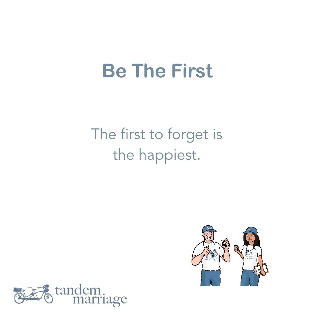 The first to apologize is the bravest.
 
The first to forgive is the strongest.
 
The first to forget is the happiest.
 
Be the first to extend grace!
 
TandemMarriage.com/start
 
#GodlyMarriageGoals #TeamUs #MarriageGoals @sandalschurch
