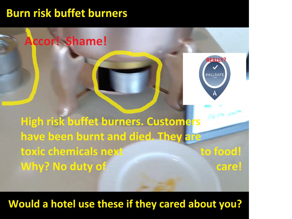 waves_miami's tweet photo. @changenow @brunepoirson this means looking after people. @accor is harming people using #toxic #chemical #sternos. Worse than #plastic. It is unnecessary @accor - there are alternatives. Follow what you preach &amp; follow OSHA regulation #MSDS. @OSHA_DOL @OSHALawyer @OSHAReporter https://t.co/zbPbEGq4cy