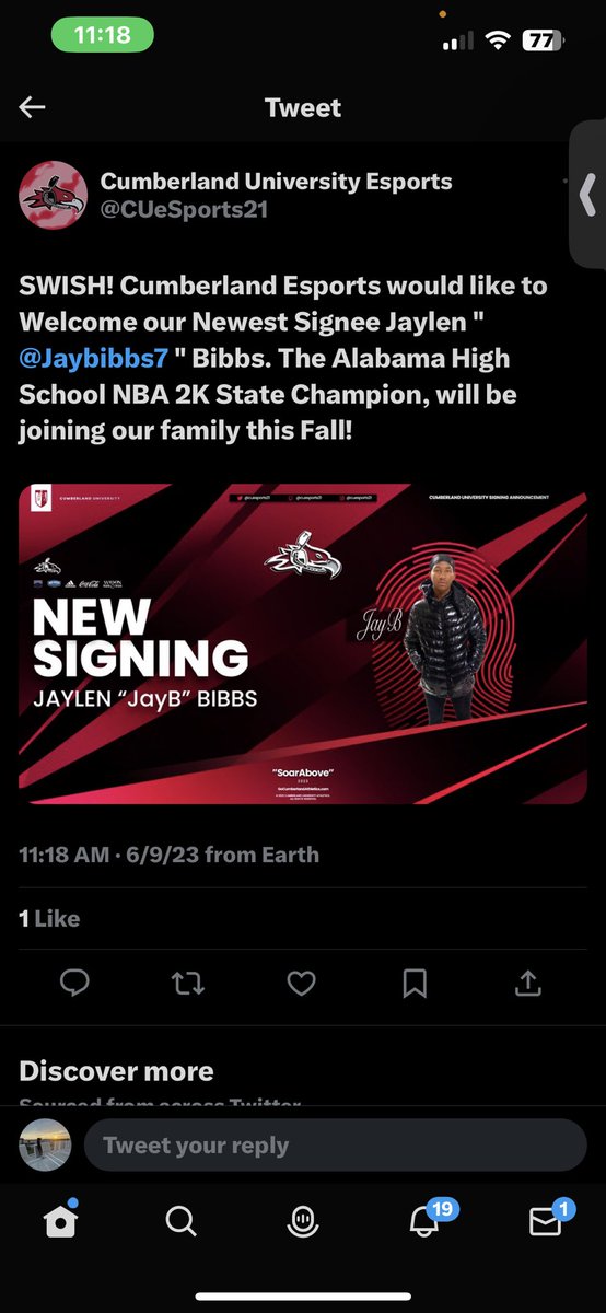 Jaybibbs7's tweet photo. thanks to all the recruiters the helped me get here i would like to proudly announce  i am committed CUMBERLAND https://t.co/7tUOppttbU