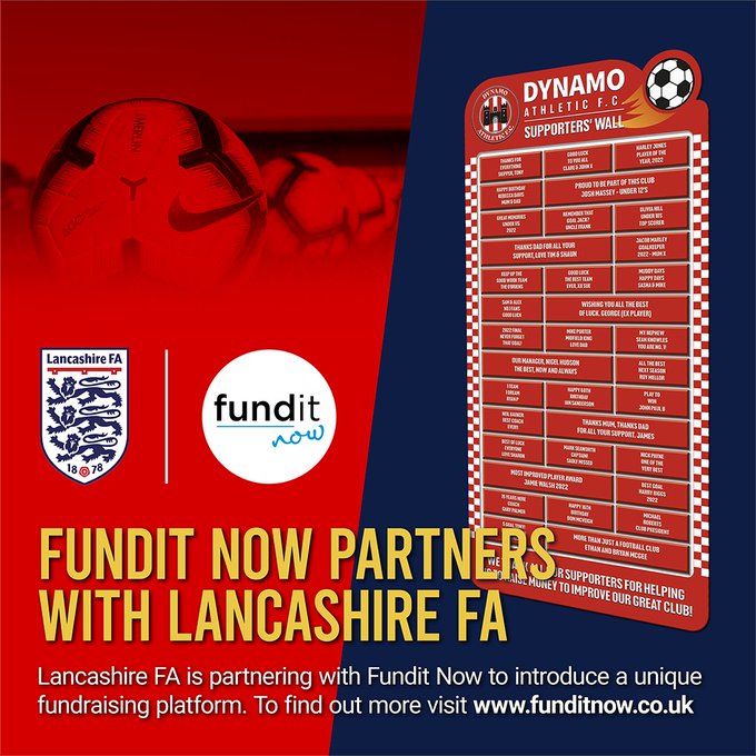 LancashireFA's tweet photo. Do you want some fresh fundraising ideas for your club?

Look no further than our partner 
@Funditn0w

They provide clubs with personalised, engraved fan walkways and walls.

Find out more here. ⬇️

https://t.co/C7zx34i0fg https://t.co/TTG2obJB8Z