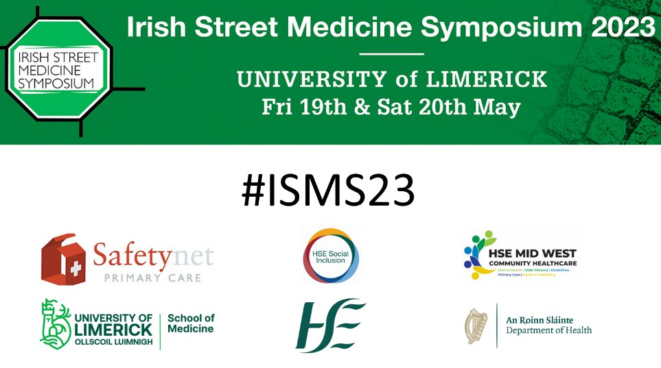 @MedicineAtUL & @patrickod9 hosted the 2023 Irish #StreetMedicine Symposium @ul. Thanks to @BernardGloster for opening, all presenters, our partners @roinnslainte @CommHealthMW @HSE_SI @SafetynetPC & keynotes @SerenaLuchenski @pwidpride @hrbireland #ISMS23 The future is bright!