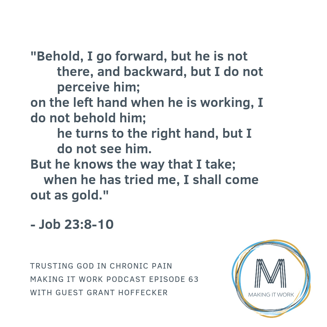 TheoWorkProject's tweet image. Don&apos;t miss this one! This week on the podcast, we discuss seeking God in our suffering. We talk with guest Grant Hoffecker about his experience of chronic pain and its effects on his work and relationship with God. buff.ly/3WRyWVD

#christianpodcast #christianpodcasts