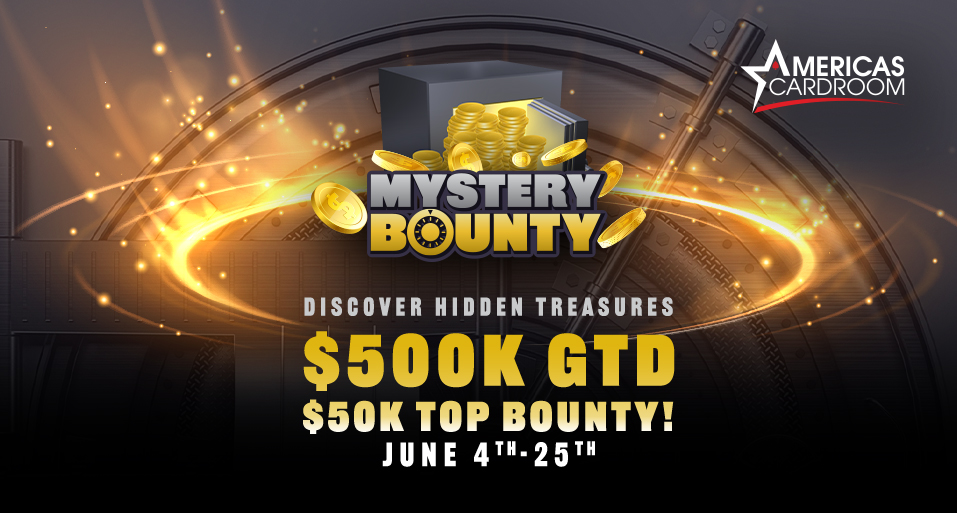 🎈 The Mystery Bounty Tournament is back with $500k GTD and a top bounty of $50k! Play multiple Day 1's and combine your stack! Flights start June 4th. 

🤑americascardroom.eu/online-poker-p…

#MysteryBounty #ACR #Poker