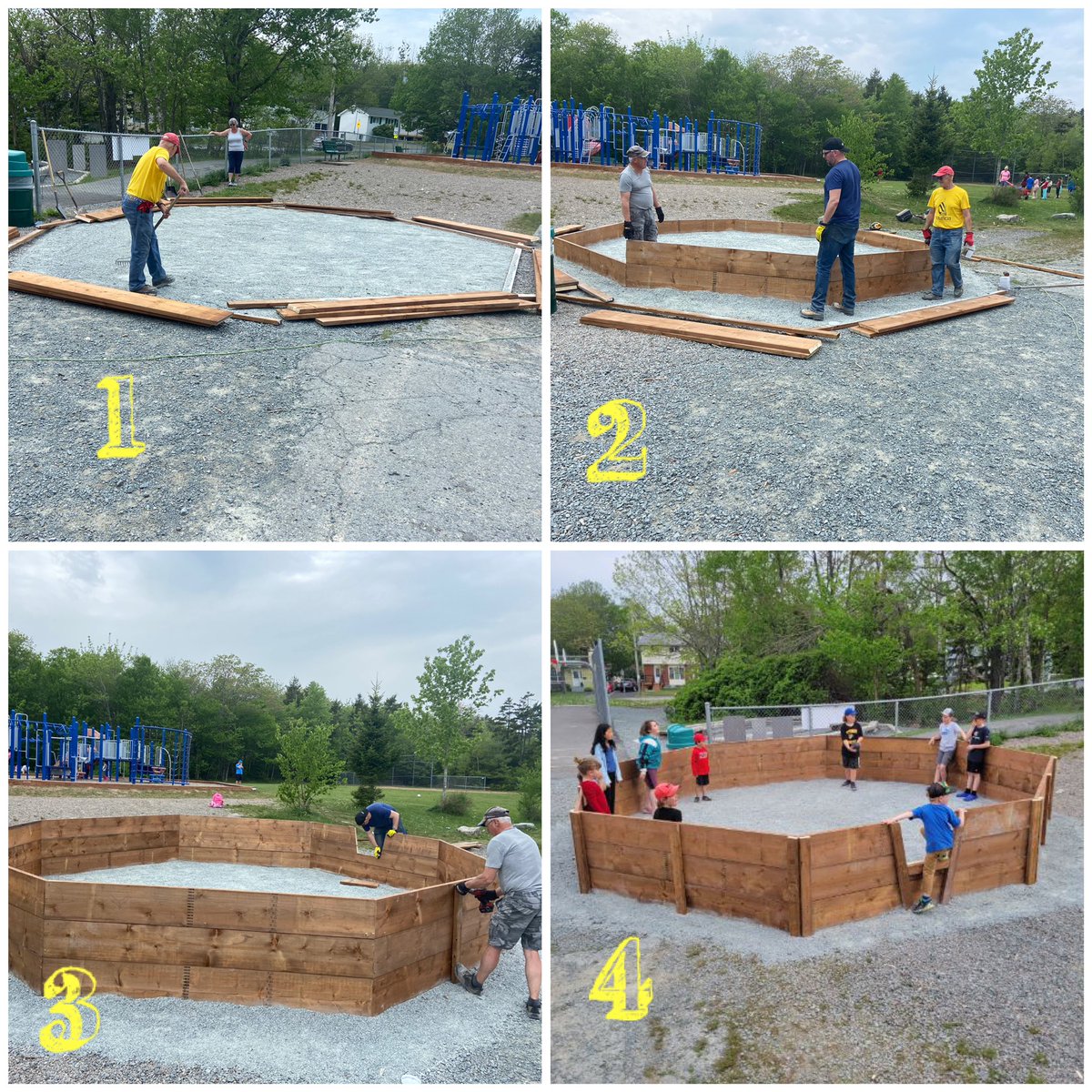 Thanks to the volunteers who built our new gaga ball pit with grant money received from the HRCE Healthy School Communities Committee! @HRCEHealthPromo