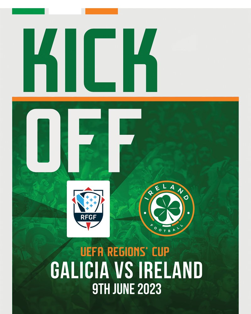 IrelandFootball's tweet photo. Underway in Galicia. 

A late change to the Irish side with Gary Cunningham replacing Brendan O'Connell who picked up a knock in the warm up. 

Jimmy Carr takes the armband. 

Watch Live 👉 https://t.co/uWPuZDrU17

#WeAreOne | #UEFARegionsCUP https://t.co/FDSRjM2yZd
