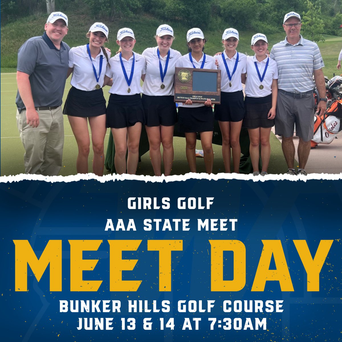 WayzataTrojans's tweet photo. Good luck to Girls' Golf in the AAA State Meet today and tomorrow! https://t.co/t1KyOfZJzT