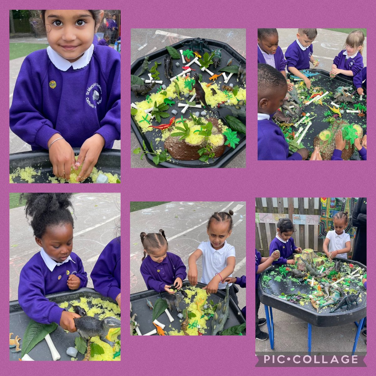 StMaryStBen's tweet photo. EYFS on Thursday we helped Miss Thompson create a dinosaur swamp. We loved exploring our swamp tuff spot #TuffSpot #Jelly #Swamp #Explore #PlayingIsLearning https://t.co/FLHBdGUqaY