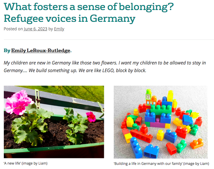 "What fosters a sense of belonging? Refugee voices in Germany" - a blog post concisely describing my latest academic article:
migration.bristol.ac.uk/2023/06/06/wha…