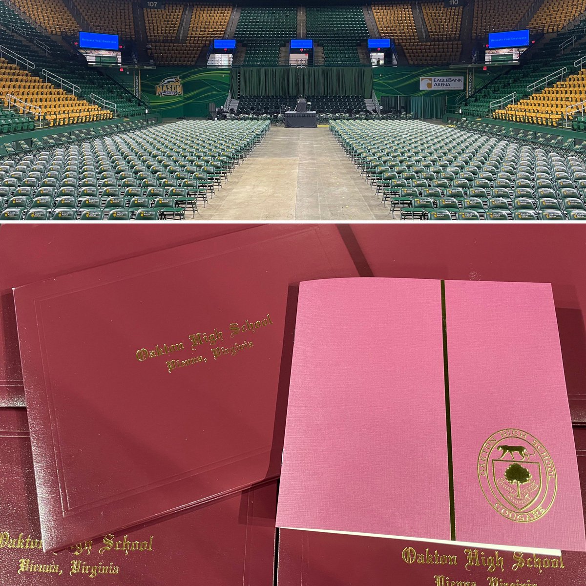 OaktonHS's tweet photo. We are so close to our graduation starting! We look forward to celebrating our seniors at 2 pm. If you are looking for the live stream of today’s graduation, please look for the announcement on our website. #fcpsgrad23 #WEAREOAKTON https://t.co/hxkUekWrLi