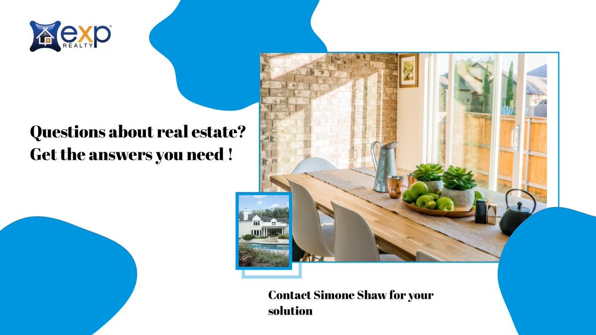 simonehomes's tweet photo. Have a real estate question and need quick answers? Click below to ask now.

Simone Shaw, e-Pro
Broker Associate 
eXp Realty LLC
201-921-4609 https://t.co/yZfAxUQCkp https://t.co/sVj8hMxFRL