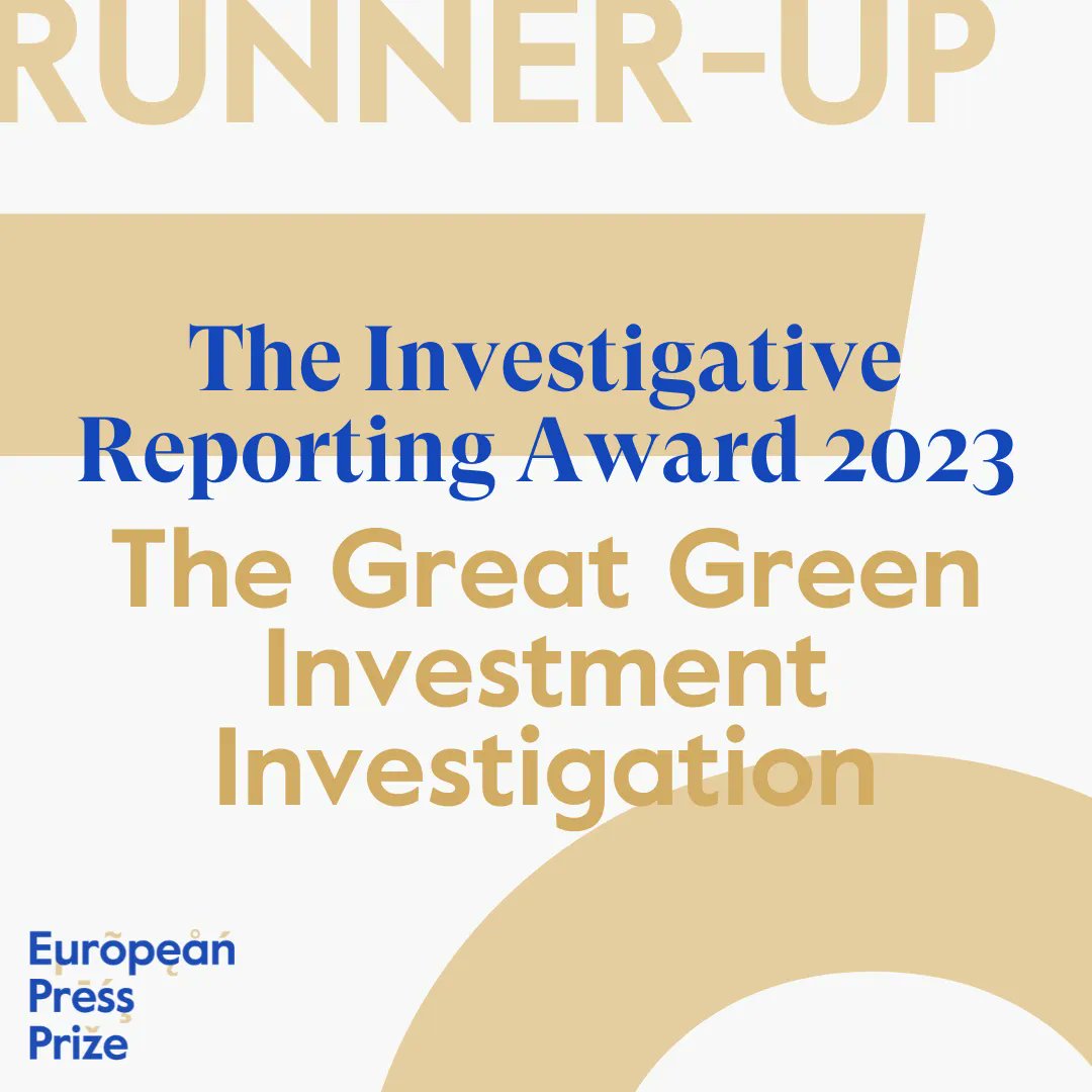 "The Great Green Investment Investigation", a project initiated by <a href="/FTM_eu/">Follow the Money EU</a> and <a href="/_investico/">Investico</a>, is the Runner-up of our 2023 Investigative Reporting Award ✨

#europeanpressprize