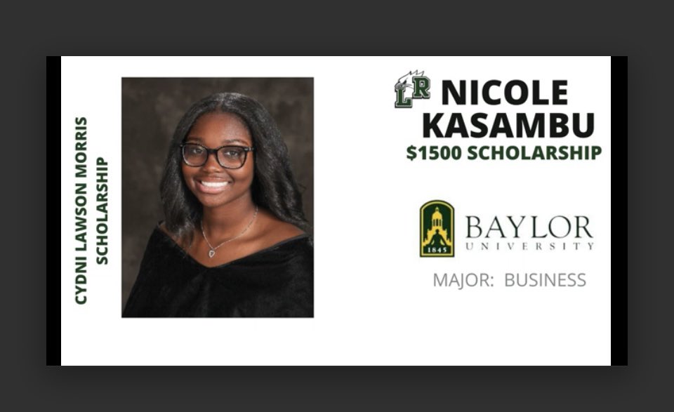 We’re pleased to announce that Nicole Kasambu of Lake Ridge High School received the 1st Annual Cydni Lawson Morris Memorial Fund Scholarship for the Class of 2023! Congratulations Nicole! #C2BG4C #cydonmymind #24 #LLC💚 #agmjah4ever #lrhs