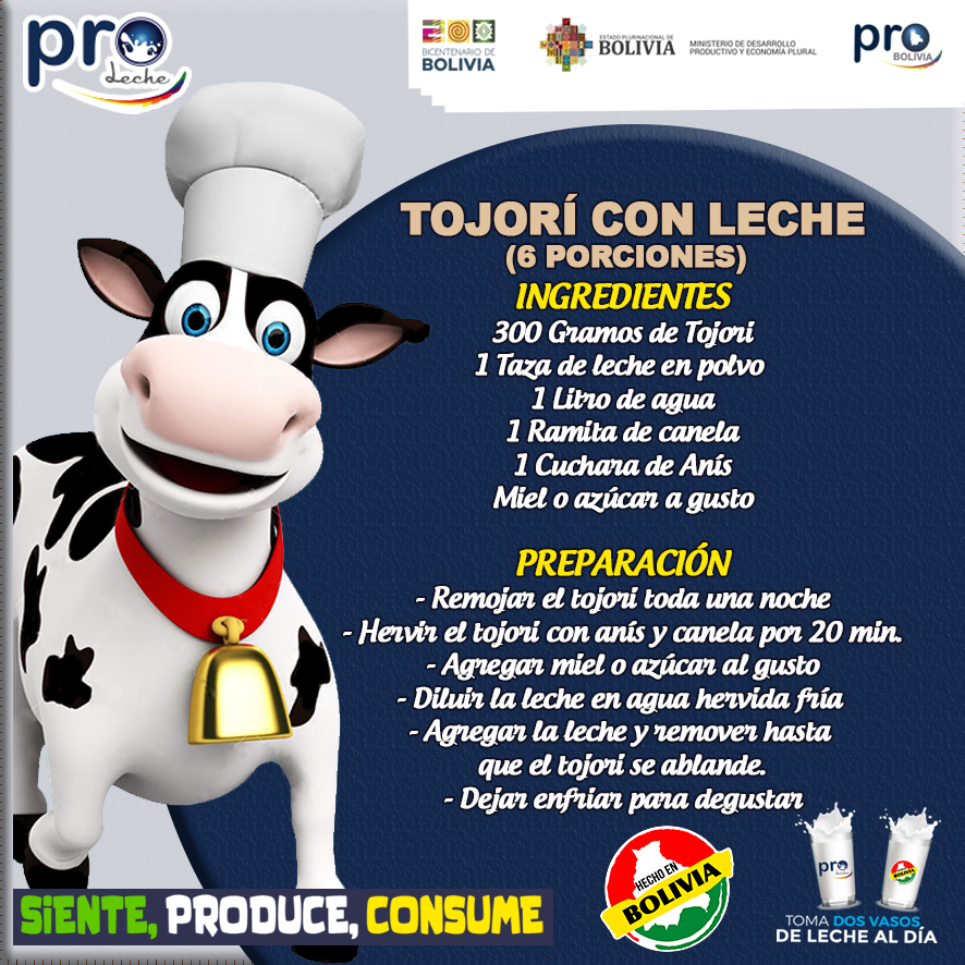 ProBoliviaGob's tweet photo. PRO-BOLIVIA, entidad del Ministerio de Desarrollo Productivo y Economía Plural a través del Fondo de Apoyo al Complejo Productivo Lácteo - #PROLECHE, incentiva el consumo de lácteos y sus derivados, para elevar los niveles nutricionales de la población. #ConsumeLoNuestro https://t.co/aBCKAqU9fm