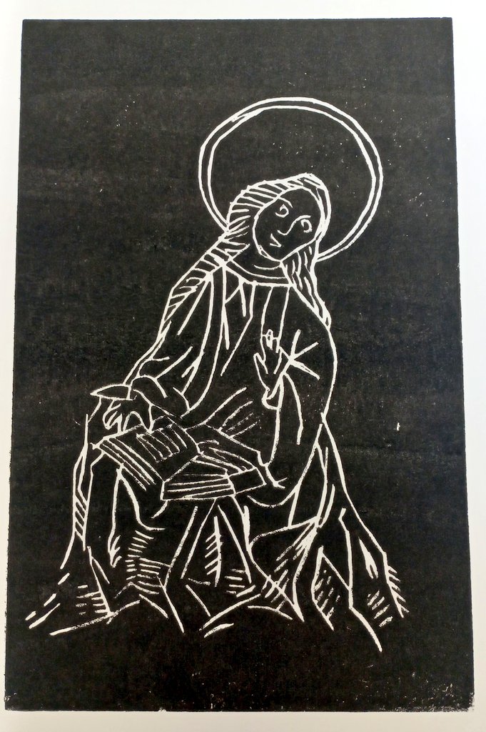 RenskeHoff's tweet photo. Medievalists and book historians trying their hands at making woodcuts! @Drebeau @CeciledeMorree @KLaveant https://t.co/azfesVJtkm
