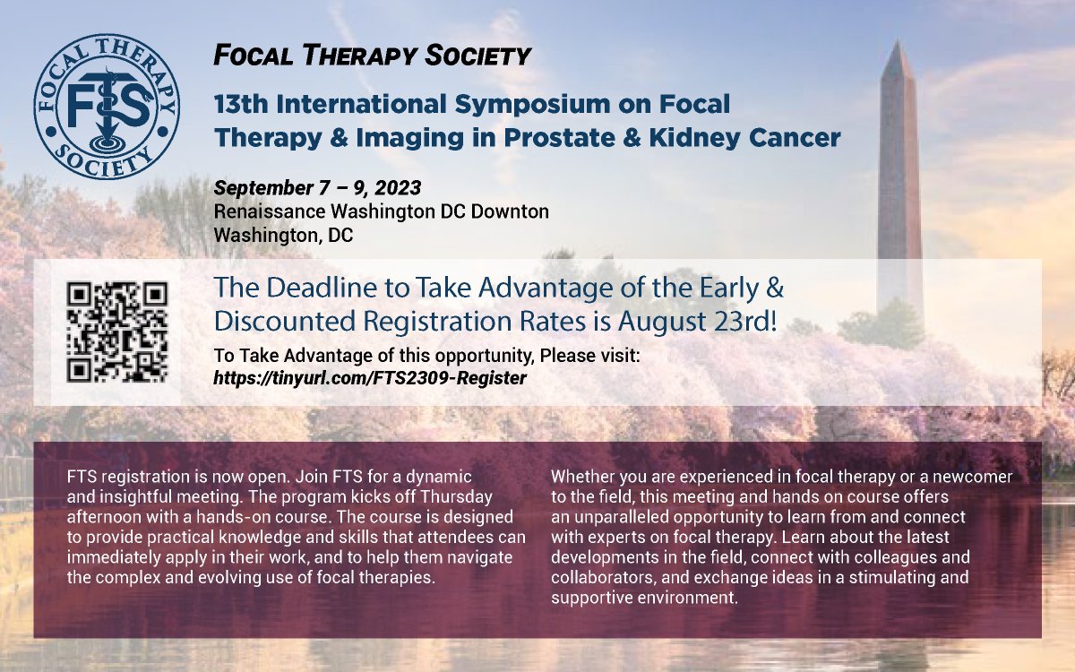 Focal Therapy Society (@focalsociety) on Twitter photo Join us at the Focal Therapy Society Meeting🌟 Discover the latest advancements in focal therapy for targeted treatment and precision medicine. Gain invaluable insights from leading experts in the field! 👉 Sign up now at tinyurl.com/FTS2309-Regist… <a href="/Endo_Society/">Endourological Society</a> <a href="/AmerUrological/">Amer. Urol. Assn.</a> Join us at the Focal Therapy Society Meeting🌟 Discover the latest advancements in focal therapy for targeted treatment and precision medicine. Gain invaluable insights from leading experts in the field! 👉 Sign up now at tinyurl.com/FTS2309-Regist… <a href="/Endo_Society/">Endourological Society</a> <a href="/AmerUrological/">Amer. Urol. Assn.</a>