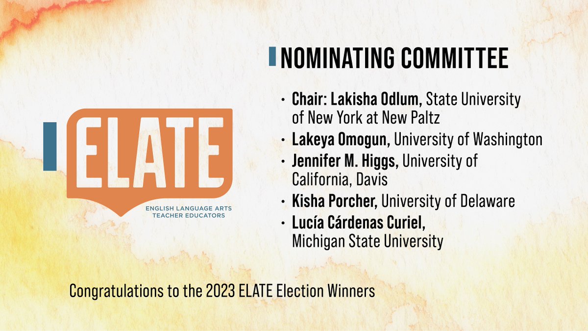 NCTE election results are in! Thank you to all members who voted. Congratulations to the newly elected ELATE leaders.

Learn more here: ncte.org/get-involved/v…
