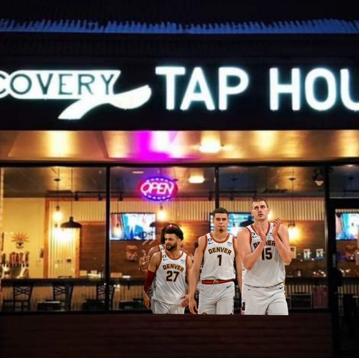 DiscoveryTap's tweet photo. Game on with sound 6:30 pm, come cheer on your Denver Nuggets! Wear your Nuggets gear tonight and get $1 off your first drink 🏀🍻🥨🍷#denvernuggets #watchthegamehere #dogfriendly https://t.co/QYHnIdeSqy