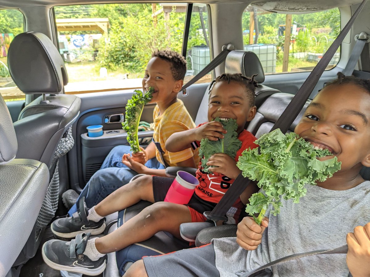 These three had fun at Sankofa Community Orchard yesterday and came away munching community-grown kale. Learn more + volunteer + give: thenaturalfestival.com/sankofa/ Much respect @brothermanifest <a href="/WillisThought/">No Darth just 'Maal</a>