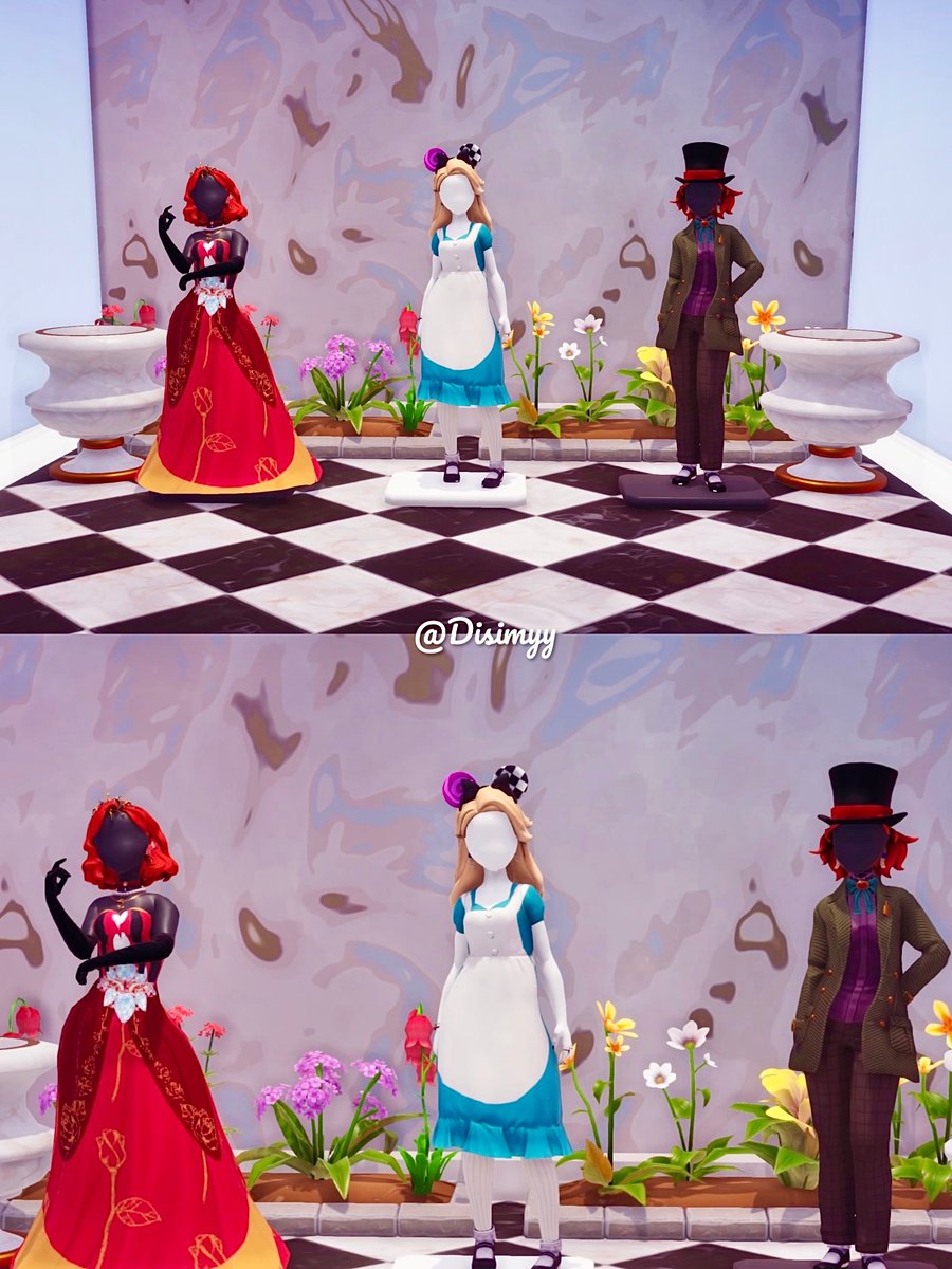 ♣️♦️Alice in wonderland themed room
Can you guess the characters💜🎩

So sad we cant have the mannequins OUTSIDE 🥺🙏

@Disneydlv #DisneyDreamlightValley #DreamlightValley #Disney #Disney100 #ddlv #dlv #ddlvcommunity #ddlvUPDATE #aliceinwonderland