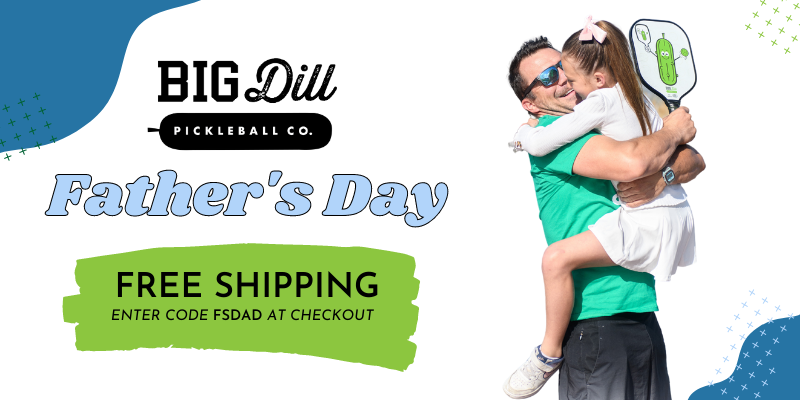 Show dad some love with free shipping on paddles, sets, paddle covers and pickleball balls. Surprise him with the perfect pickleball present! Get free shipping for Father's Day enter code FSDAD at checkout: bigdillpickleballcompany.com #pickleball  #FathersDay2023 #pickleballislife