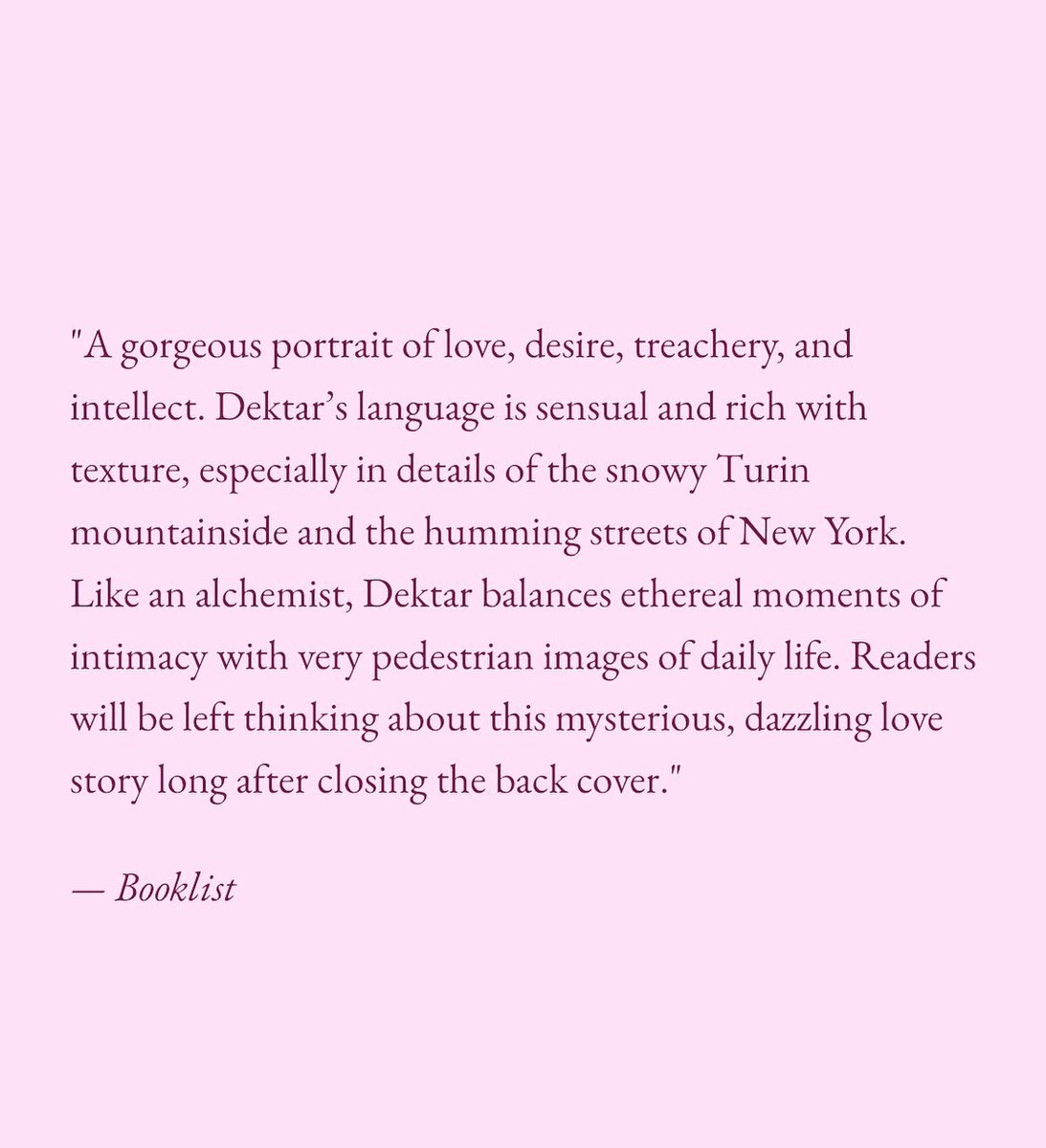 So thrilled by this review for my new novel in Booklist. The Absolutes comes out July 11. 

New York area friends, join me at McNally Jackson Seaport on July 12 for the launch. And preorder if you’d like! 

<a href="/MarinerBooks/">Mariner Books</a> <a href="/HarperCollins/">HarperCollins</a>