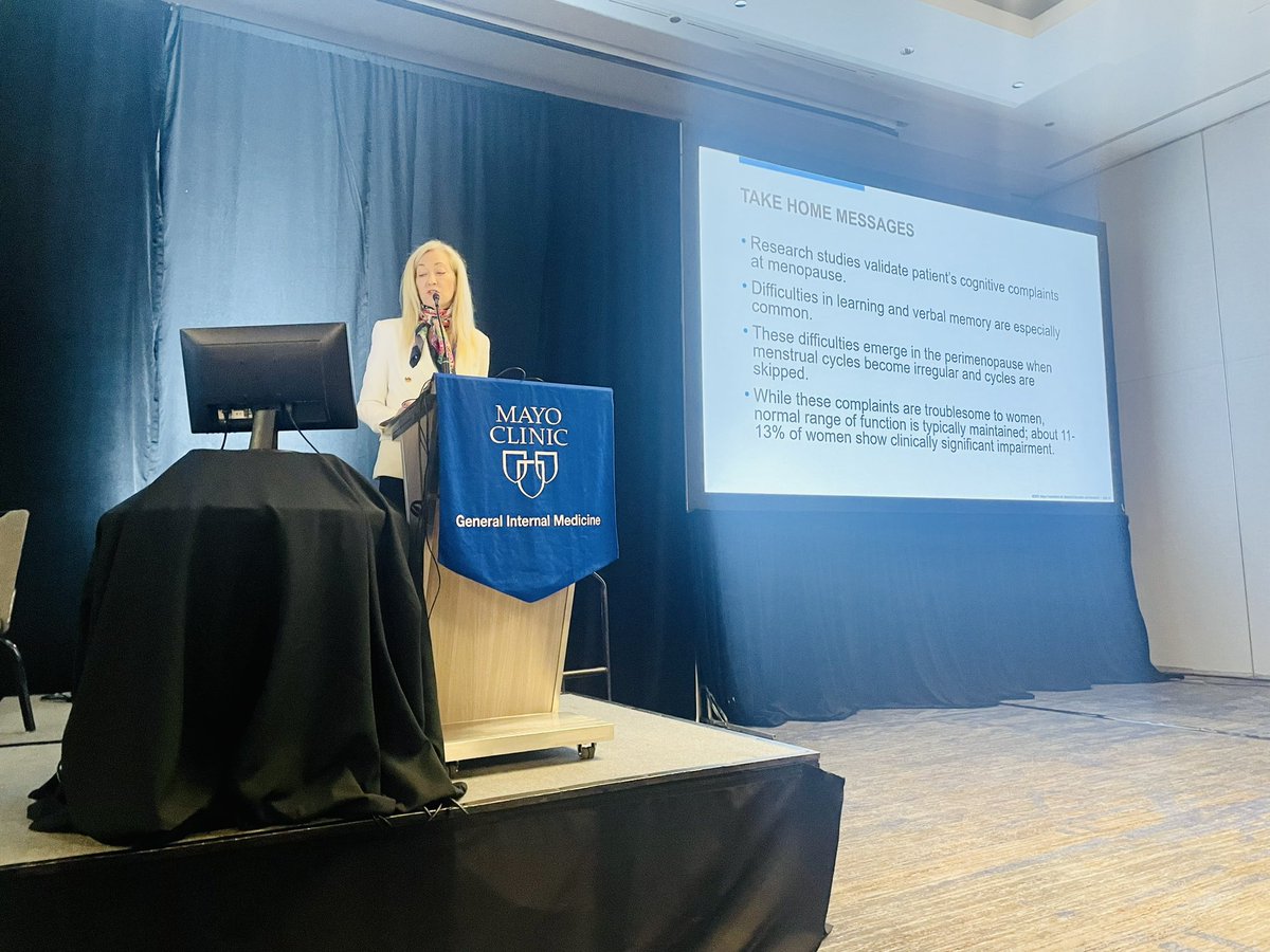 Dr Pauline Maki masterfully discusses cognition and the menopause transition at Transforming Women’s Health @WHMayoClinic #TransformWH 👉🏼 research studies validate patient’s cognitive complaints at menopause