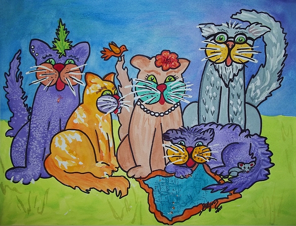levinson_ellen's tweet photo. New artwork for sale! - "Cat Family Gathering" - https://t.co/BBKrp8fVQx @fineartamerica https://t.co/Fd01L9hKTP