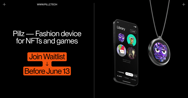 PillzTech's tweet photo. Amplify your NFT collection with Pillz.

The ultimate wearable NFT device to showcase your digital treasures in style and be the envy of collectors everywhere. 

🤫 Limited quantities available. 
🗓 Drop on June 15th

Join the waitlist for early access!
