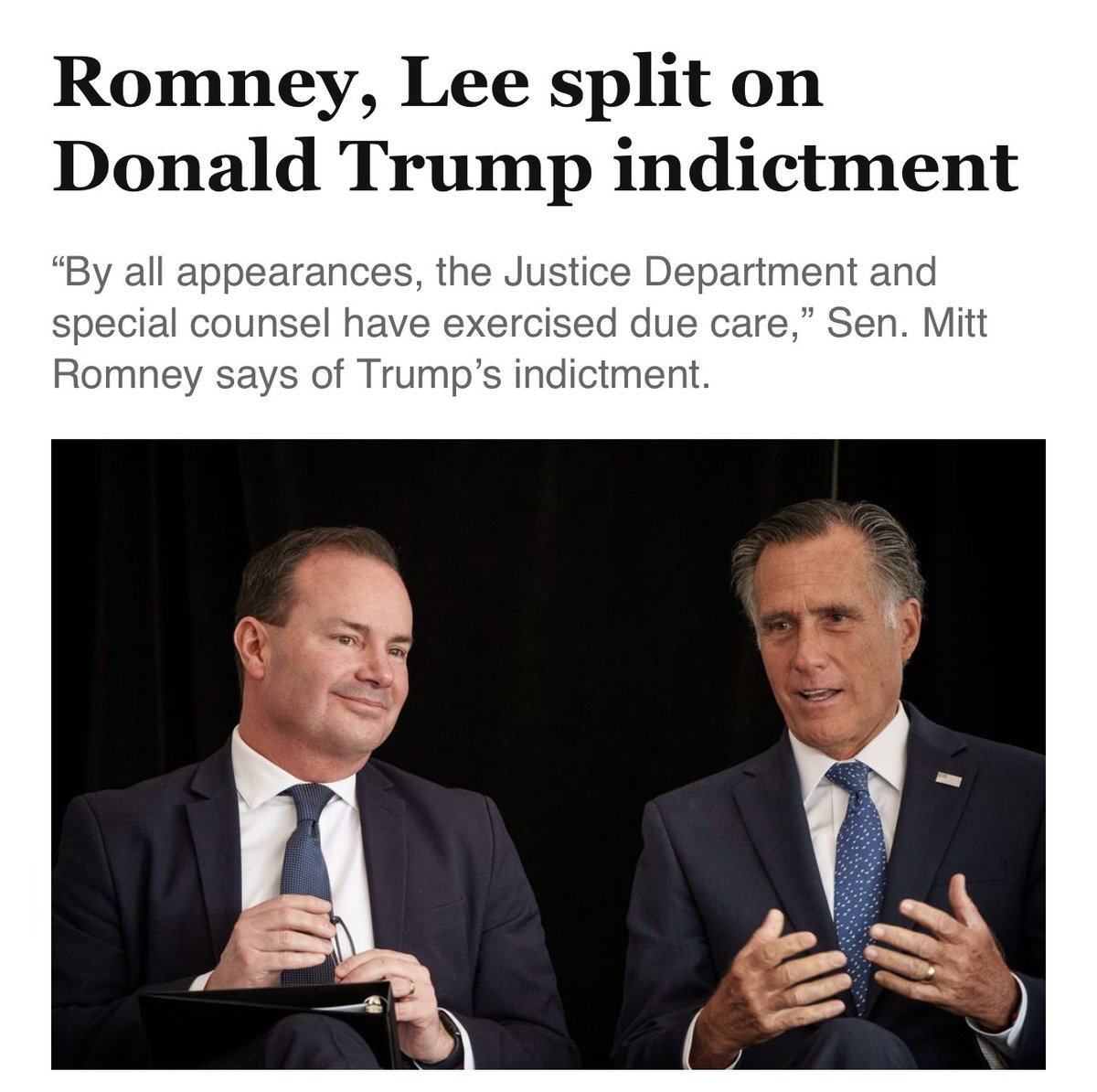 JoelMCurzon's tweet image. No one expects Mike Lee to abandon his Captain Moroni.

#utpol #Utah #MormonProblems 
sltrib.com/news/politics/…