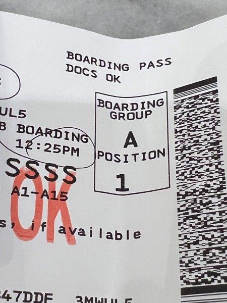gosummitquest's tweet photo. First Class on Southwest!? We learned how to line up in order in elementary school, but somewhere along the way people have forgotten? Can someone help me find A1, please? https://t.co/u0BcBY7Eb0