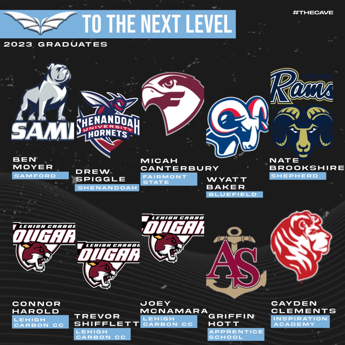 Congrats to our 2023 athletes going from The Cave to the Next Level! 💪🏽