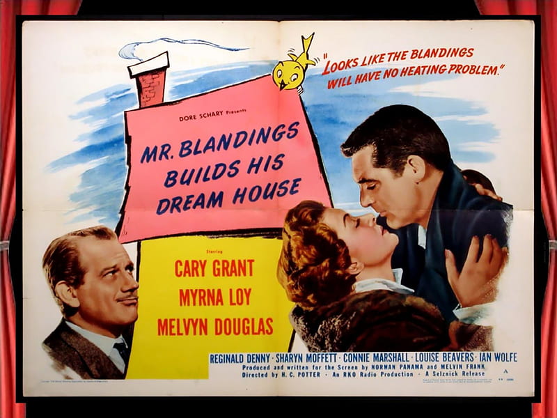 A reminder! The 1948 comedy #MrBlandingsBuildsHisDreamHouse is on the #moviestvnetwork (channel 2.2 in #Detroit/#yqg) today at 3:25 p.m. It stars #CaryGrant #MyrnaLoy and #MelvynDouglas. Recently, the 1986 remake #TheMoneyPit starring #TomHanks and #ShelleyLong was on #LaffTV.