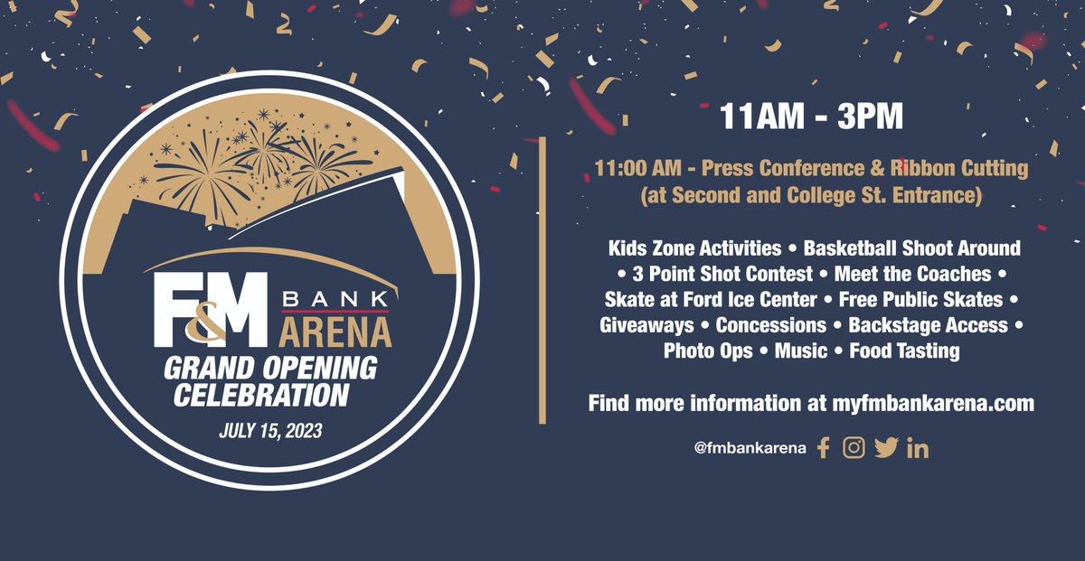 It’s finally here! Kick-off the celebration at 11AM with a Press conference and Ribbon Cutting on the Second & College St. Plaza.

Kid's Activities • Basketball Shoot Around • Contests • Meet the Coaches • Free Public Skates •  Giveaways •  Backstage Access • Music