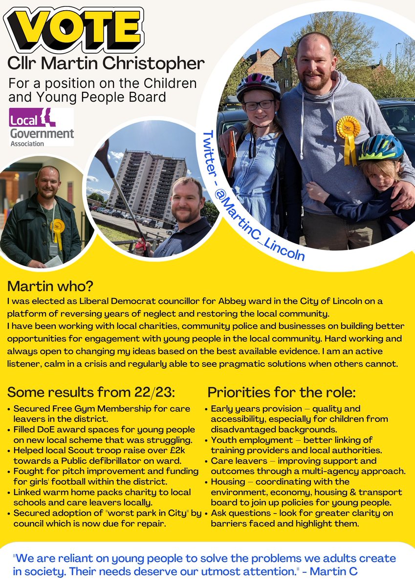 Please consider me for the position fellow Lib Dem Councillors.