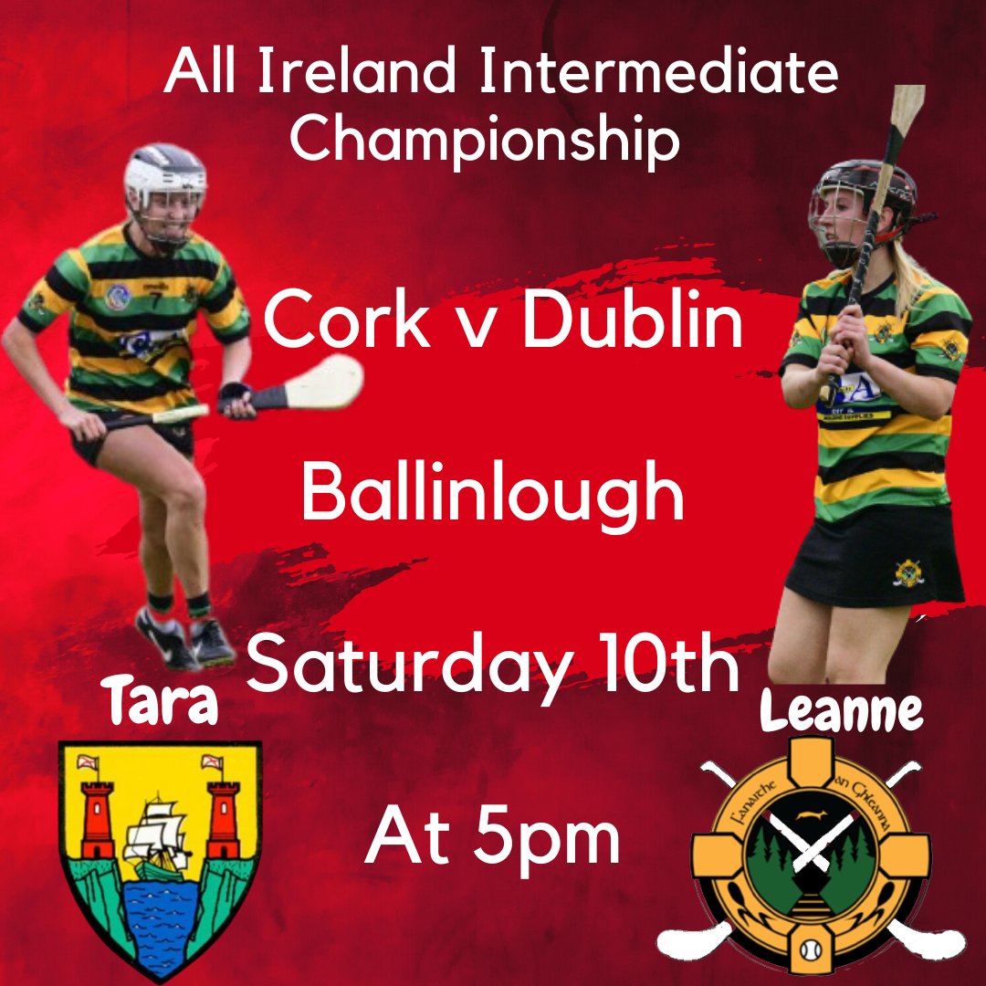 Wishing Leanne,  Tara and @CorkCamogie Intermediate team the best of luck tomorrow 
🔴⚪️💚🖤💛