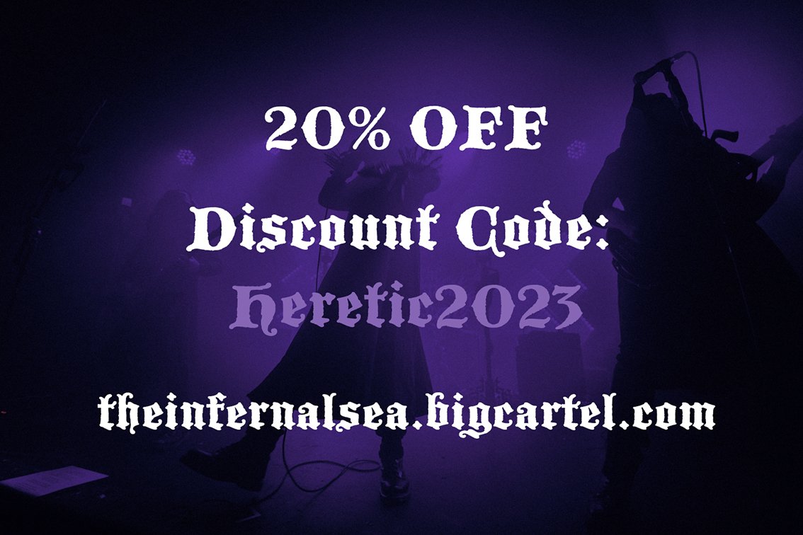 We are offering a 20% discount across our bigcartel until midnight 11th June.

Enter the code at checkout to apply the discount. All orders placed today will be dispatched tomorrow morning.

theinfernalsea.bigcartel.com