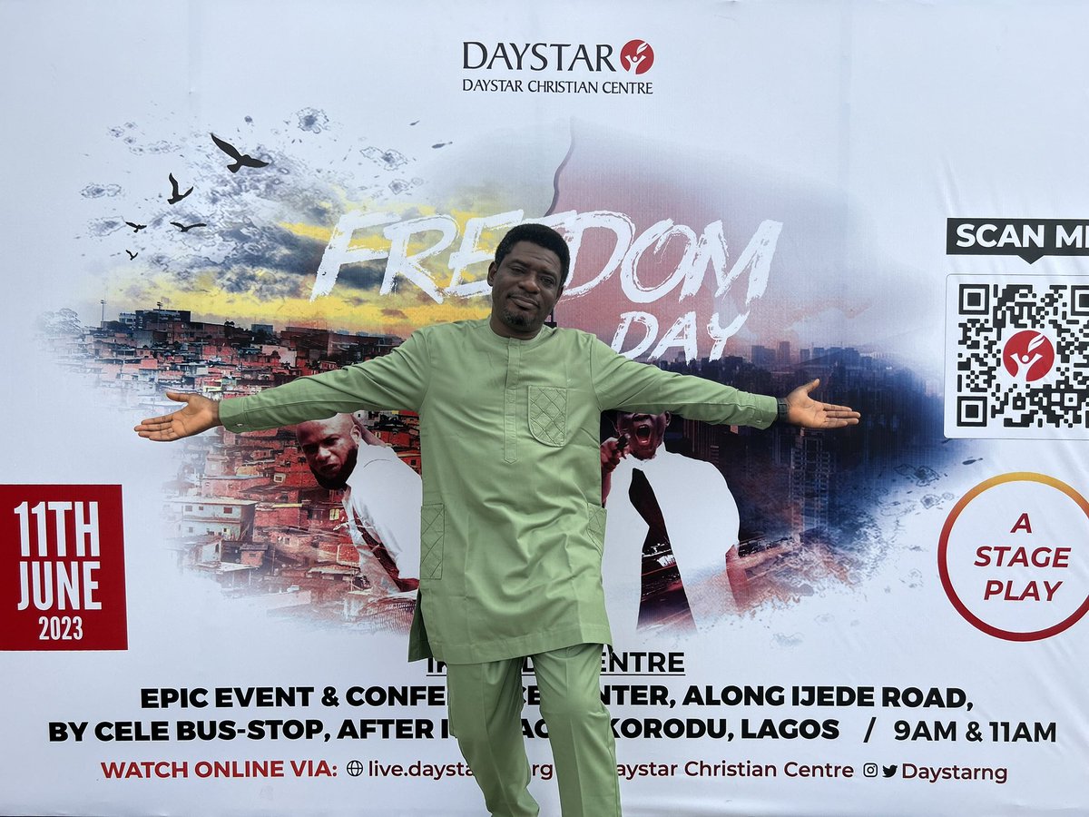 seunladokun's tweet photo. Dive into the depths of faith and freedom with our extraordinary stage play @DaystarNG. Save the date #June11th #Embraceyourfreedom https://t.co/9Xmue7sup7