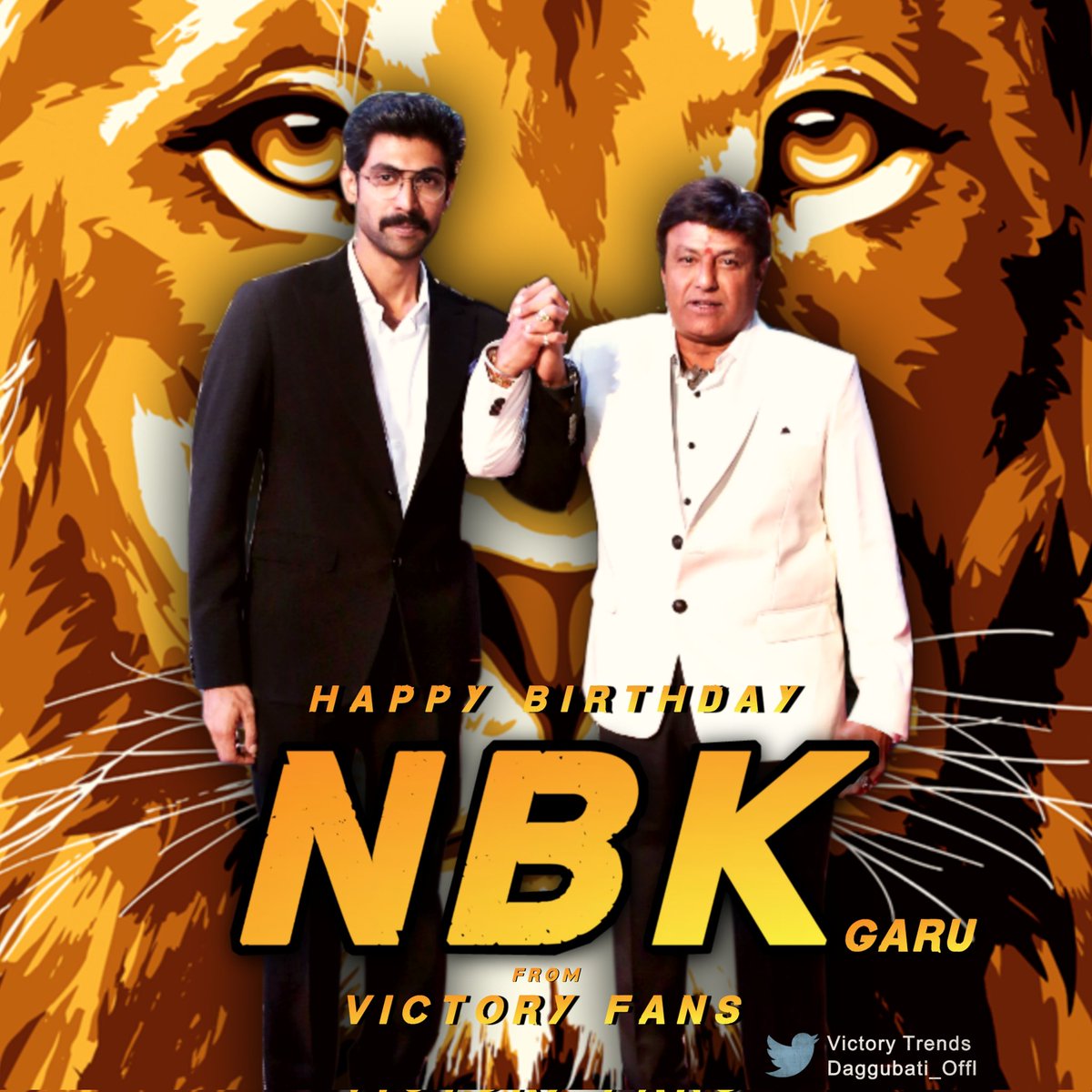 Wishing a very Happy Birthday To Yuvarathna #NandamuriBalakrishna Gaaru  🎉🥳

Special Wishes From Victory @VenkyMama & @RanaDaggubati Fans ♥️🤍

#HBDGodOfMassesNBK