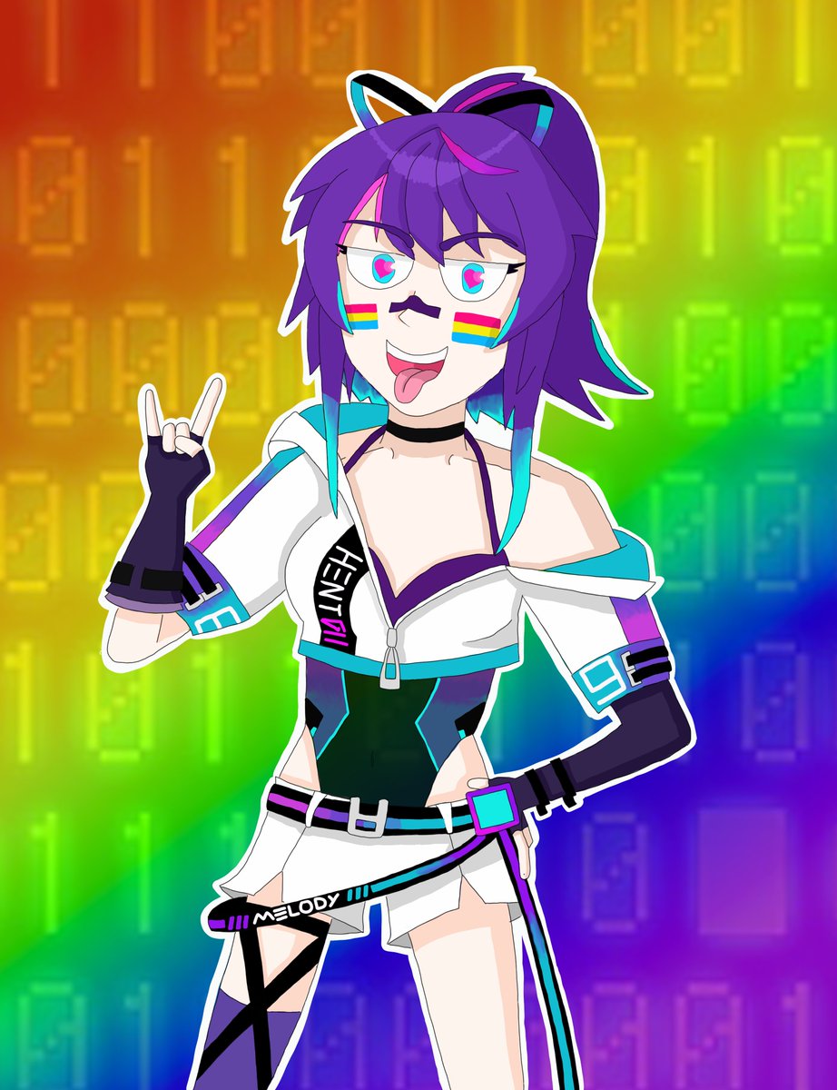 Pride Month art for Projekt Melody. I've always loved Melody's content so I though it be cool to make somthing in honor of her being so open about her sexuality on Pride Month. #Mel34 #VShojoArt
