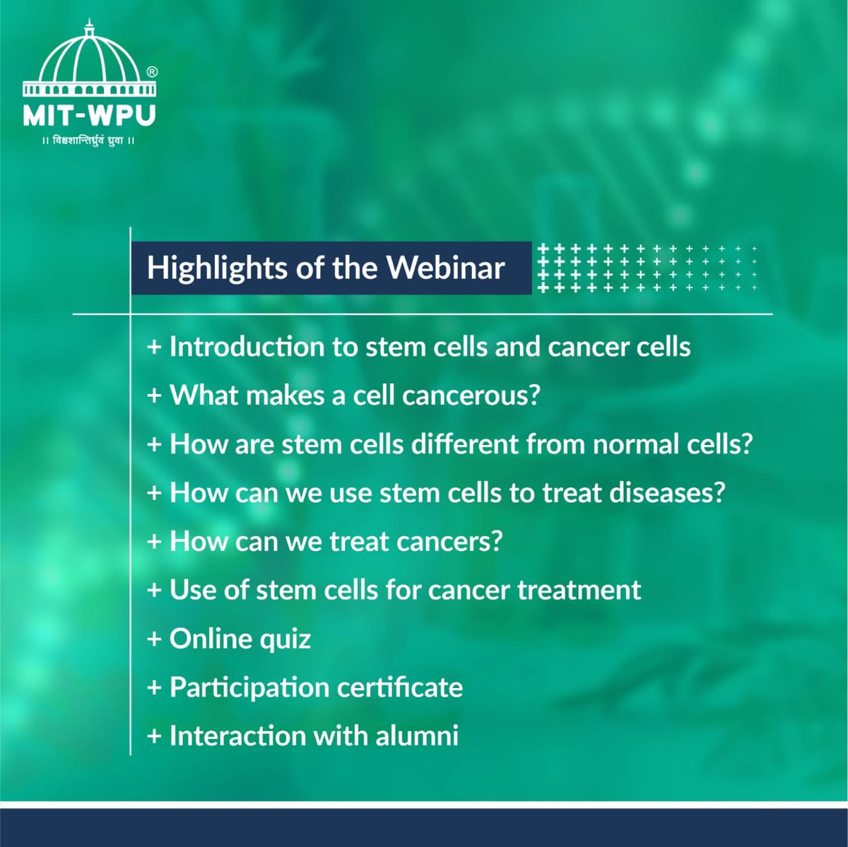 📢 Attention📢 Join in for an interactive webinar on 'Exploring Intricacies of Cancer Biology & Stem Cell Biology' by @DrAmrutaSNaik & myself on *23rd June*! Pre-registration is mandatory & free! Scan QR code for more details! Mark 🗓 @MITWPUOfficial @KaleAnup7 #stemcells #cancer