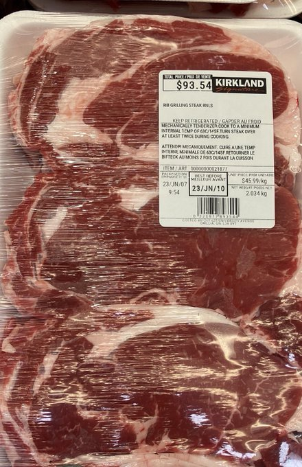 EderWinka's tweet photo. Inflation is affecting summer BBQ plans.  Now $93.54  For reference, These were $58 last summer and $40 the summer before. #Inflation https://t.co/0Voxg2A6Cf