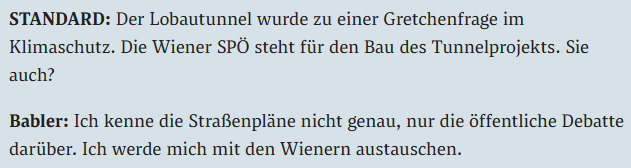 Zur Lobauautobahn hat Babler auch noch keine Meinung.