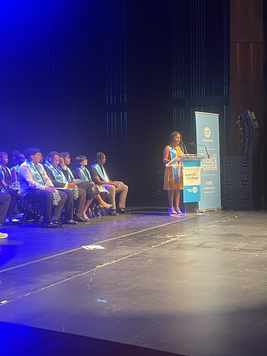 PresBreaux's tweet photo. The future looks bright with new graduates from @collegetrack The @BowieState campus hosted the graduation ceremony this week for the Class of 2023. And what an honor to have @MamaDurant in the house to share her story with grads. Best wishes to the graduates and their families! https://t.co/7Id9FLccPk