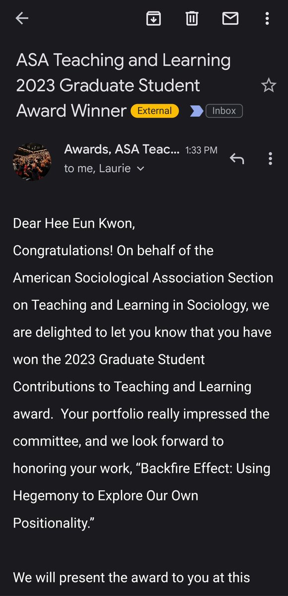 Hee Eun Kwon (@heeeunkwon_) on Twitter photo Deeply humbled to share that my TRAILS resource, "Backfire Effect: Using Hegemony to Explore Our Own Positionality" won <a href="/AsaTeaching/">ASA Teaching and Learning</a>'s 2023 Graduate Student Award!
🔗trails.asanet.org/article/view/b… Deeply humbled to share that my TRAILS resource, "Backfire Effect: Using Hegemony to Explore Our Own Positionality" won <a href="/AsaTeaching/">ASA Teaching and Learning</a>'s 2023 Graduate Student Award!
🔗trails.asanet.org/article/view/b…