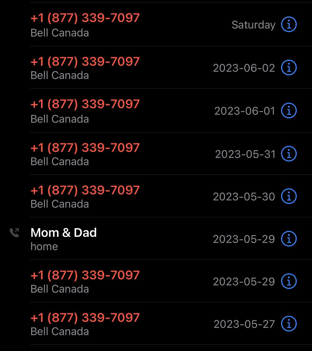 wwkuwl's tweet photo. @Bell_Support This is harassment. Stop. 

And, no - don’t ask me to give you my number in a DM to “investigate.” Contacting an obviously disinterested customer with this kind of cadence should never happen to anyone, not just me. 

You should stop calling after 2-3 tries, tops. https://t.co/IrdlU1DBmF