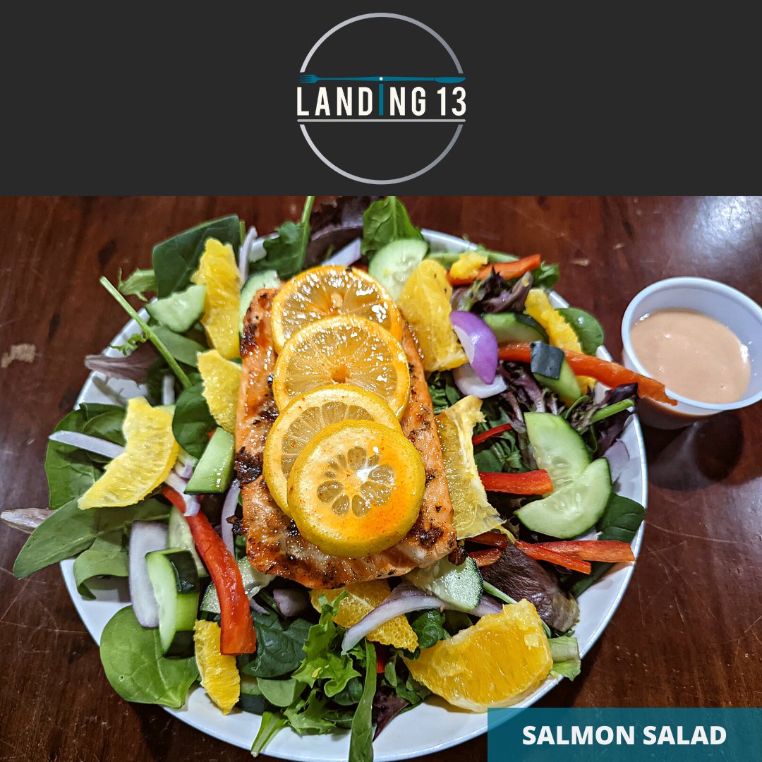 Salmon is back at Landing 13! Come on by today and try our delicious and nutritious Salmon Salad!

#Landing13
#Porterville
#SalmonSalad
#Salmon
#Salad