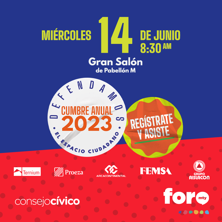 CUMBRE ANUAL 2023 DEFENDAMOS EL ESPACIO CIUDADANO 🙌🏻
Sé parte de un nuevo formato de crecimiento y aprendizaje 🤓 Círculos de Mentoría, un espacio para dialogar uno a uno 💬 con líderes sociales 💪🏼
Entrada libre. 📱💻 Regístrate y separa tu lugar aquí bit.ly/ForoMty_Cumbre…